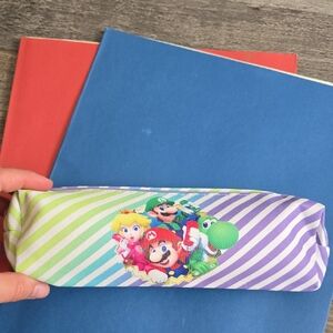 Striped Pencil Case with Cartoon Characters